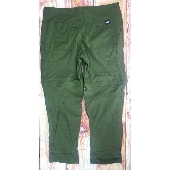 REI Co-Op Mens Convertible Cargo Pants 40 X 32 Olive Green Nylon Blend - Picture 2 of 8